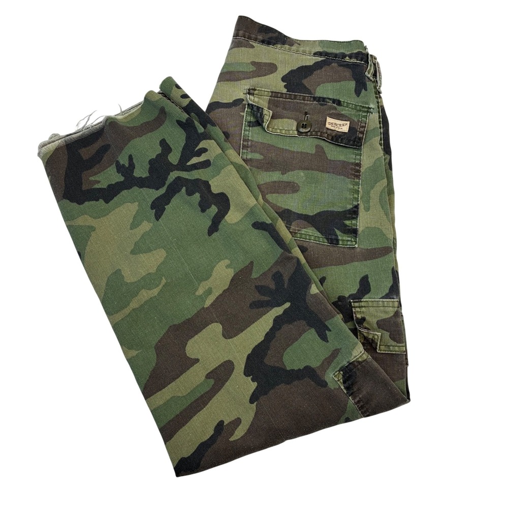 Dee Cee Cargo Pants Mens 32x29 Camo Vintage Military Utility Raw Hem USA
